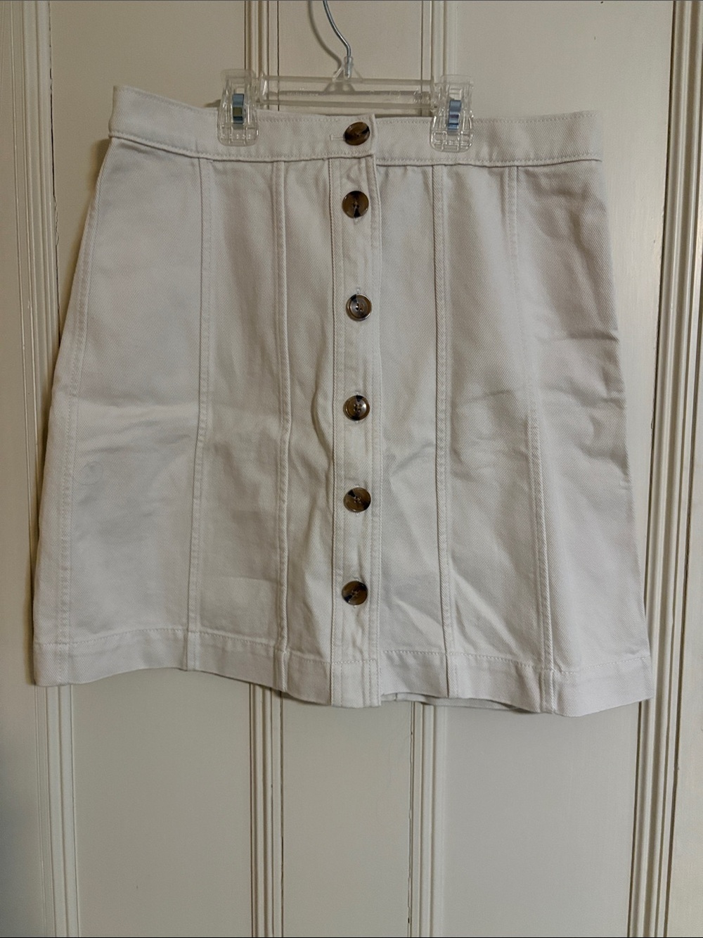 Banana Republic Off White Button-Front Mini Skirt